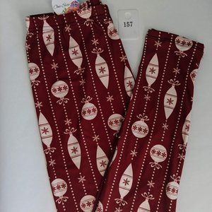 OS Leggings, Dark Red, Ornaments, Elastic Waist, BNWT